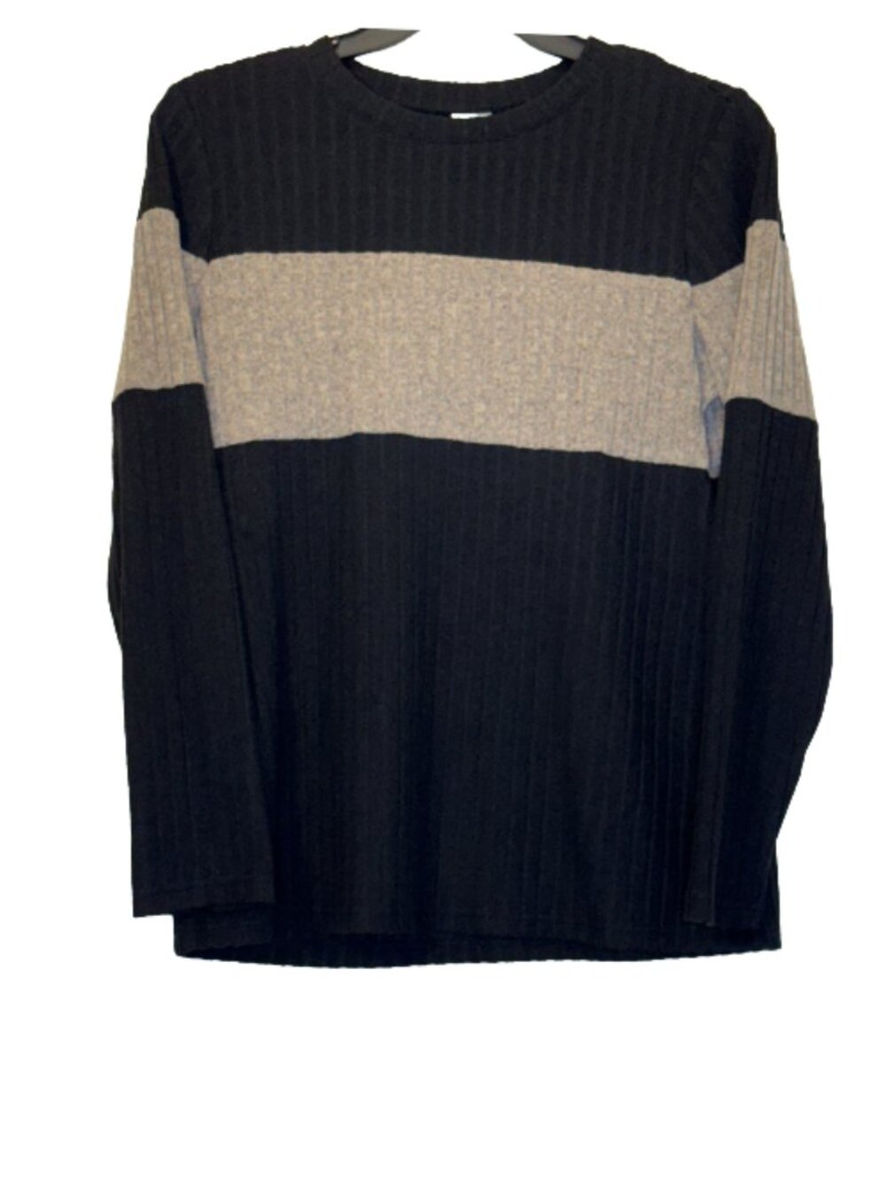 Black and Tan Ribbed Long-Sleeve Sweater size L
